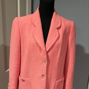 Louis Feraud Pink Wool Single Breasted Notch Lapel blazer, Ladies Size 12